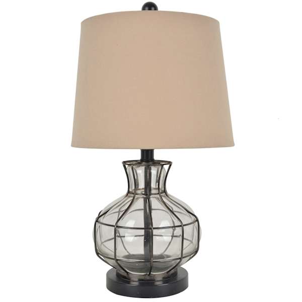 15in. Black Glass Accent Lamp