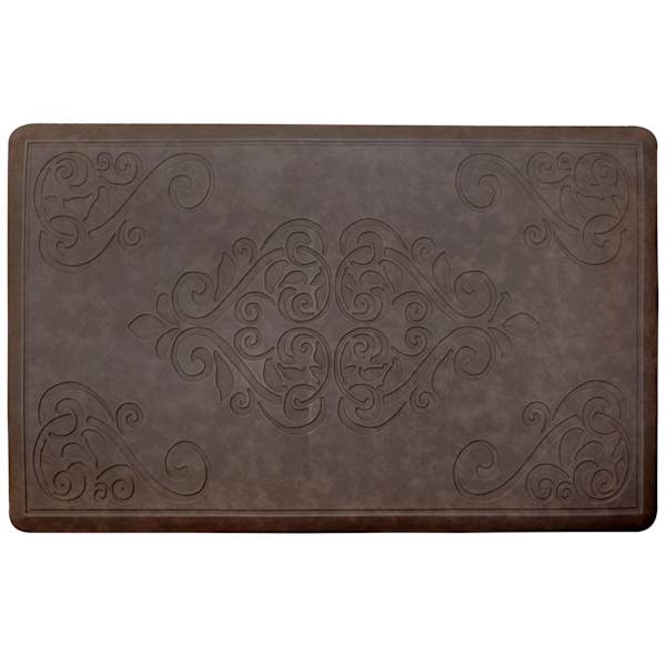 Brown Embossed Scroll Kitchen Mat, 24x36