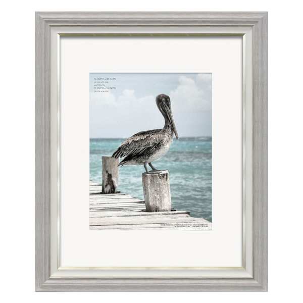 Miranda 16x20 Matted to 11x14 Poster Wall Frame, Distressed White & Champagne
