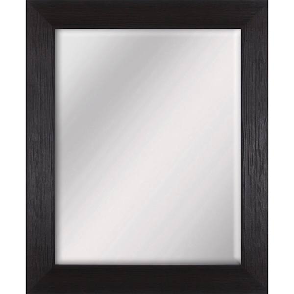 Woodgrain Embossed Espresso Framed Beveled Wall Mirror, 28x34