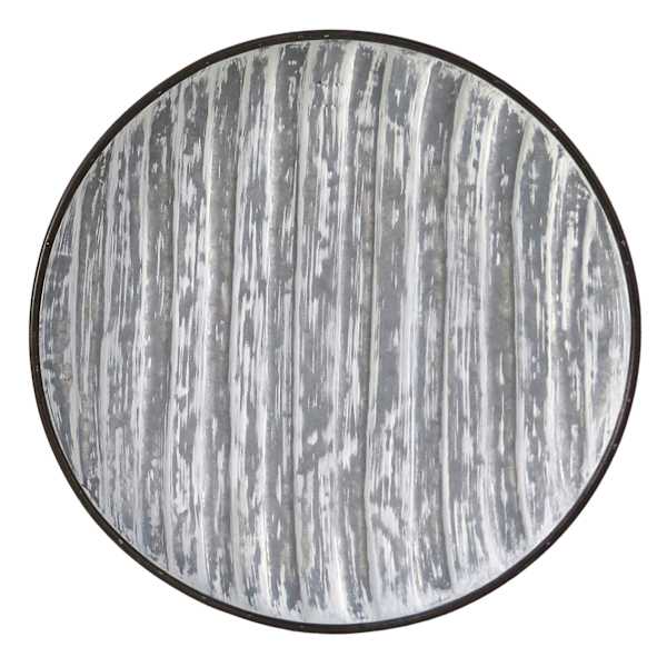 Grey Metal Round Wall Plate, 17"