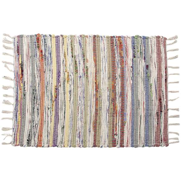 Multicolored Pastel Chindi Fringe Accent Rug, 20x30