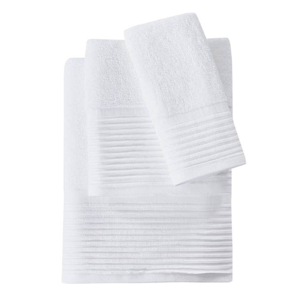 White Pleated Trim Cotton Hand Towel, 16x26