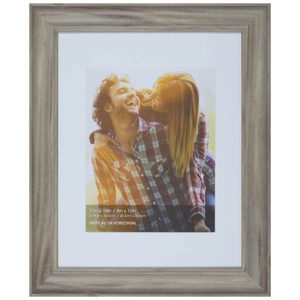 11x14 Matted to 8x10 Scoop with White Mat Wall Frame, Whitewash