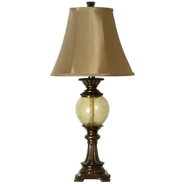 Bronze & Crackle Glass Ball Table Lamp, 21.5"