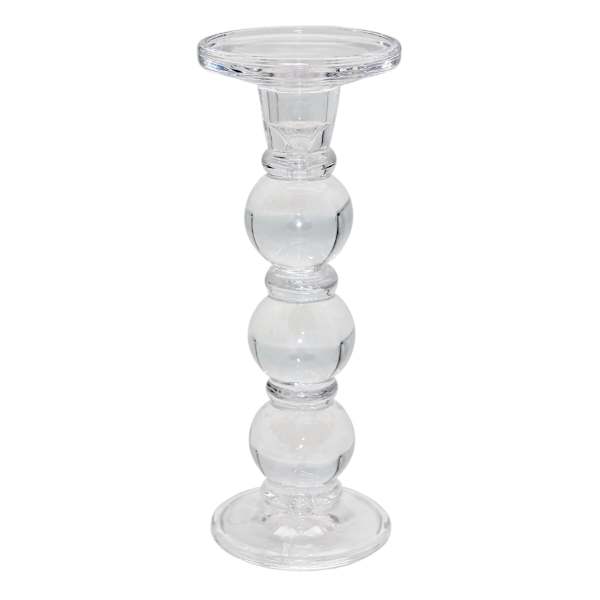 Grace Mitchell Glass Pillar Candle Holder, 9.5"