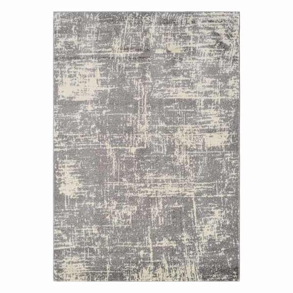 (D421) Grey & Ivory Modern Hatch Design Area Rug, 8x10