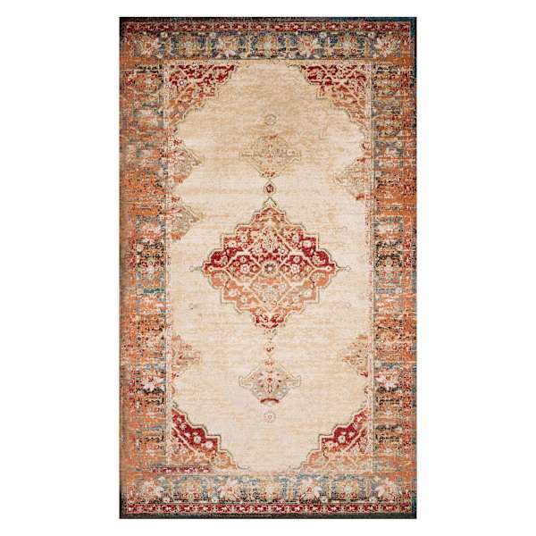 (D474) Alisa Medallion Ivory Sunset Area Rug, 5x7