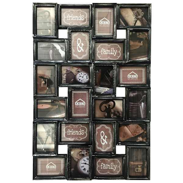 24-Opening Silver Antique Collage Picture Frame, 35x23