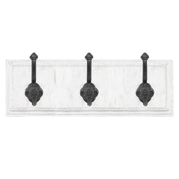 3-Hook Distressed White Rack, 5x15