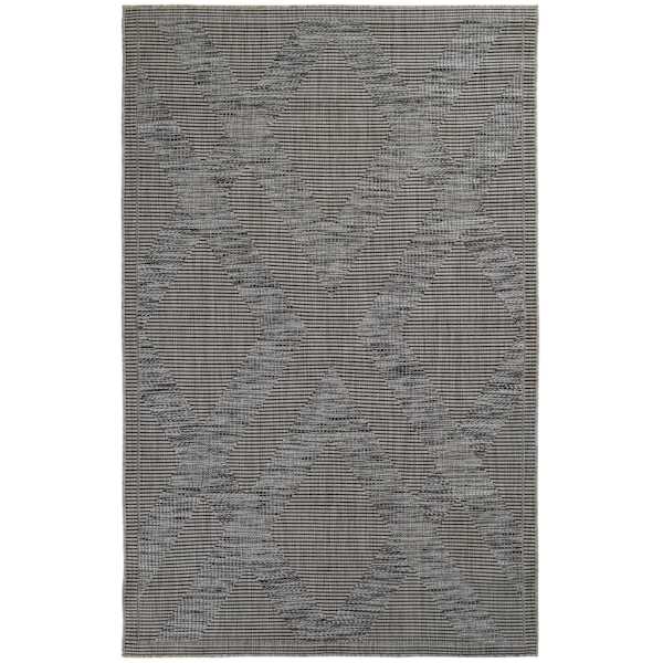(E219) Grey Diamond Design Indoor & Outdoor Area Rug, 5x7