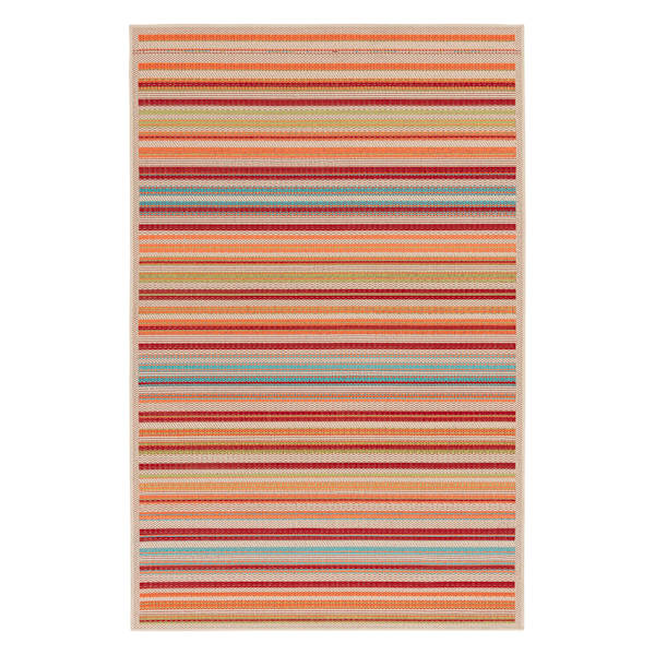 (E309) Scope Multicolor Striped Woven Indoor & Outdoor Area Rug, 5x7