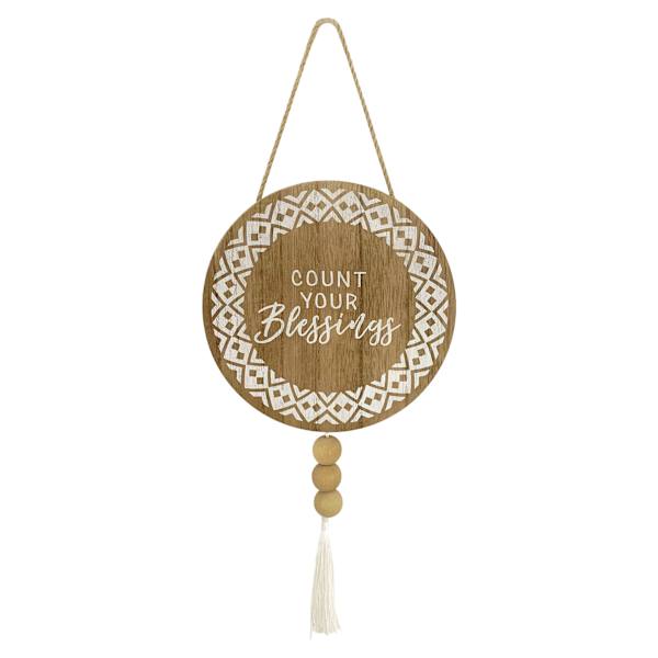Count Your Blessings Hanging Decor with Tassel Wall Sign, 6.5"
