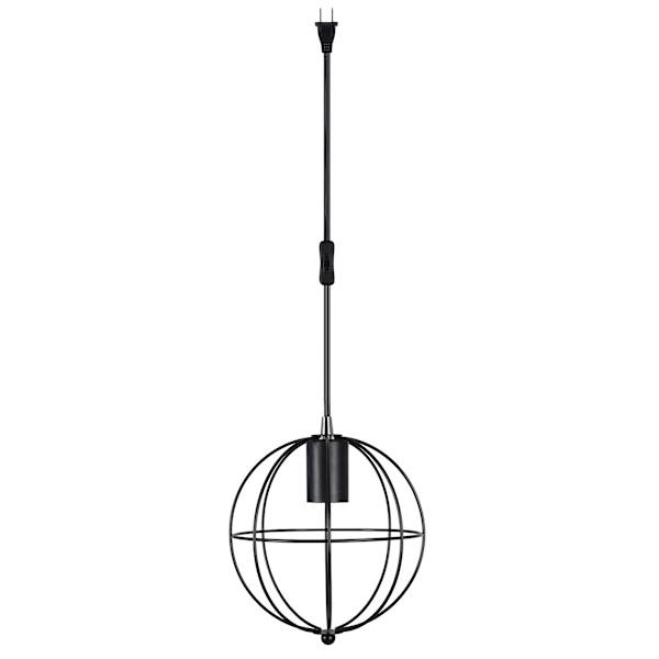 Black Metal Cage Hanging Pendant Light, 10"