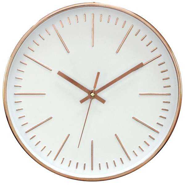 Metallic Copper Round Wall Clock 12"
