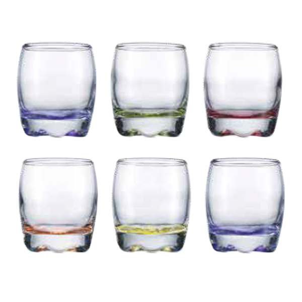Set of 6 Tri-Color Shot Glasses, 2.7oz