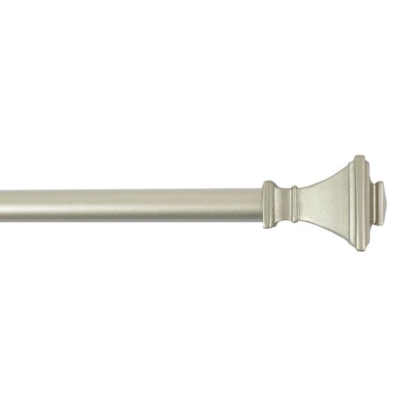 1/2" Nickel Finish Square Adjustable Curtain Rod, 36-72"