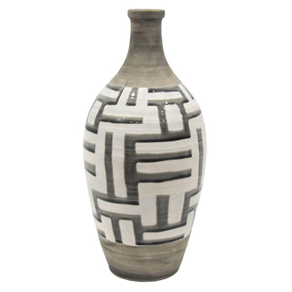 Grey Painted Ceramic Vase, 15"