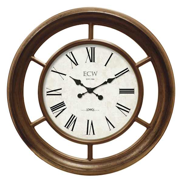 Brown Round Wall Clock, 22"