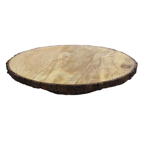 Round Bark Edge Wooden Rotating Lazy Susan