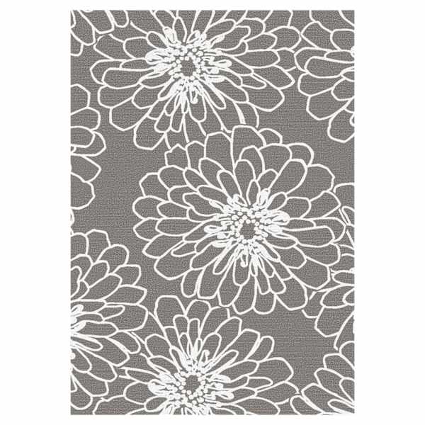 (D161) Gloucester Marigold Printed Grey Area Rug, 5x7