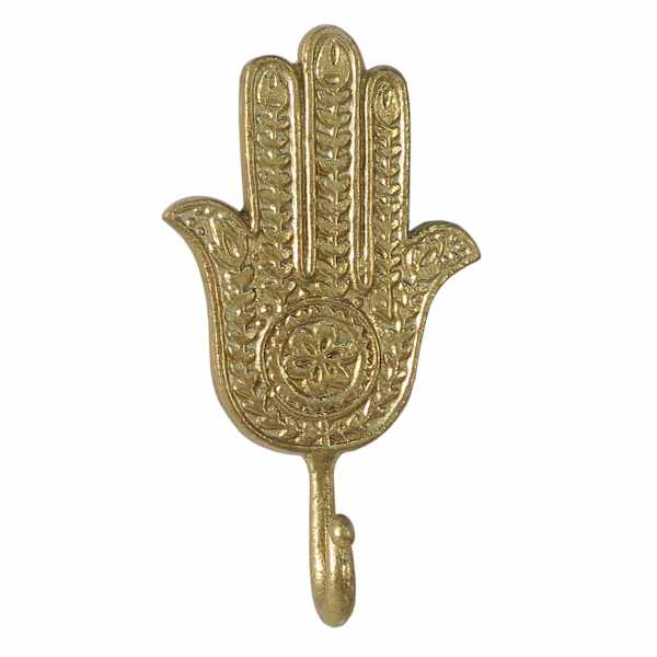 Hamsa Gold Metal Wall Hook, 4x8