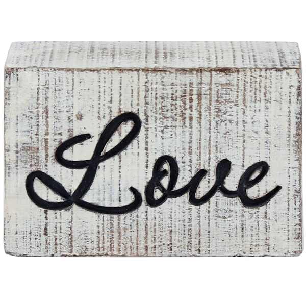 Distressed Love Block Sign, 5x3