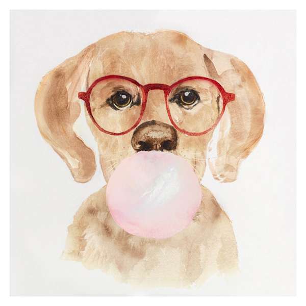Bubble Gum Pup Canvas Wall Art, 12"