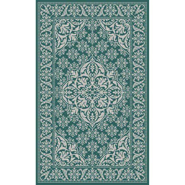 (D373) Traditional Medallion & Border Design Area Rug, 7x10