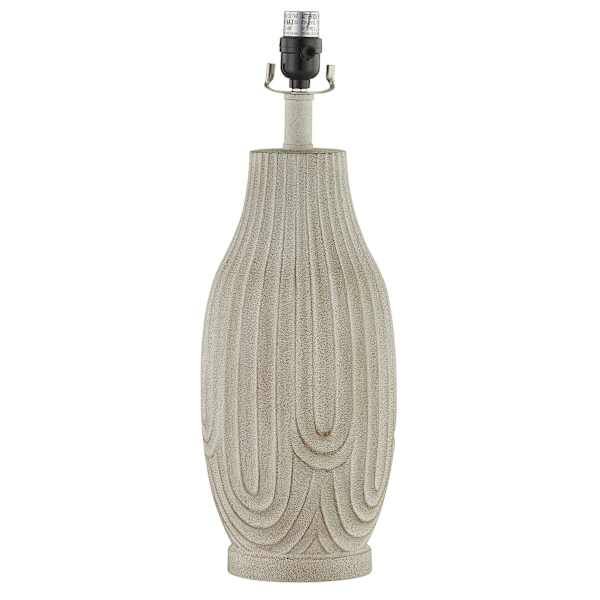 White Raised Patterned Medium Table Lamp Base, 20"