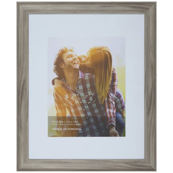 16x20 Matted to 11x14 Scoop With White Mat Wall Frame, Whitewash