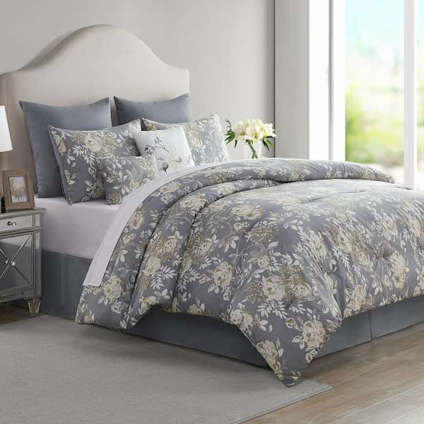 8-Piece Akiro Grey Essential Comforter Set, King