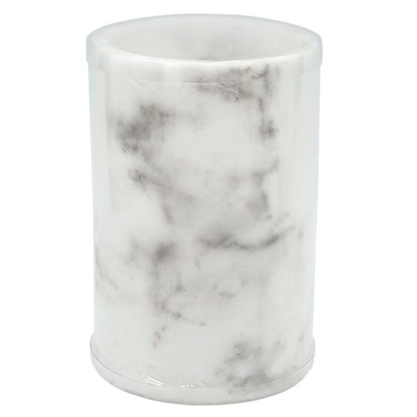 Crosby St. White Marbled Wax LED Pillar Candle with 6 Hour Timer, 4x6