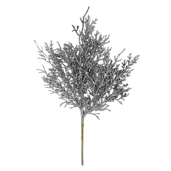 Silver Glittered Coral Pick, 13"