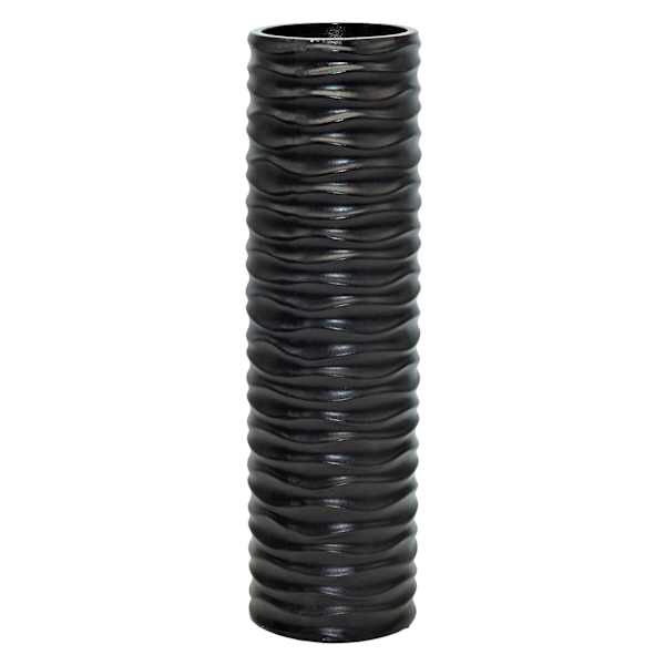 Found & Fable Black Carved Wood Vase, 16"