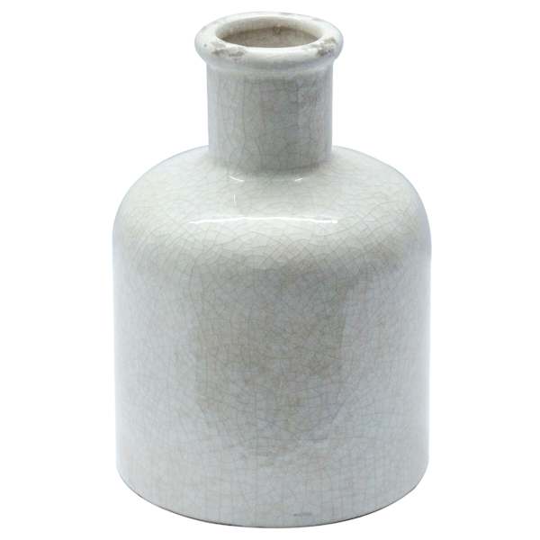 Honeybloom Neutral Crackle Ceramic Vase, 7.5"
