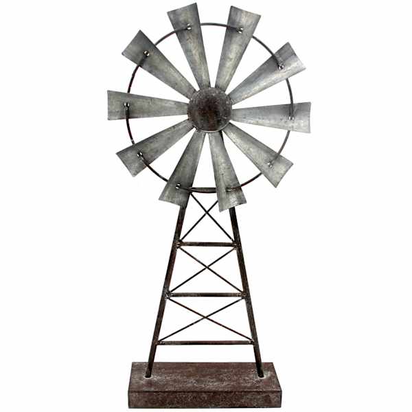 Galvanized Metal Windmill, 19.5"