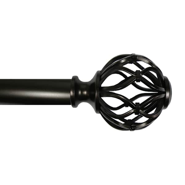 Winslow 1" Bronze Finish Metal Cage Adjustable Curtain Rod, 36-72"