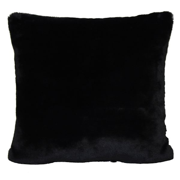 Bristol Black Faux Fur Throw Pillow, 18"