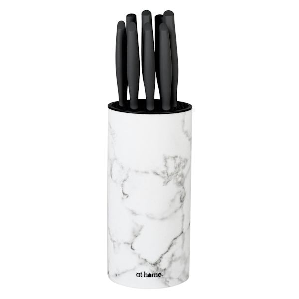 9-Piece Marble-Look Stainless Steel Knife Block Set