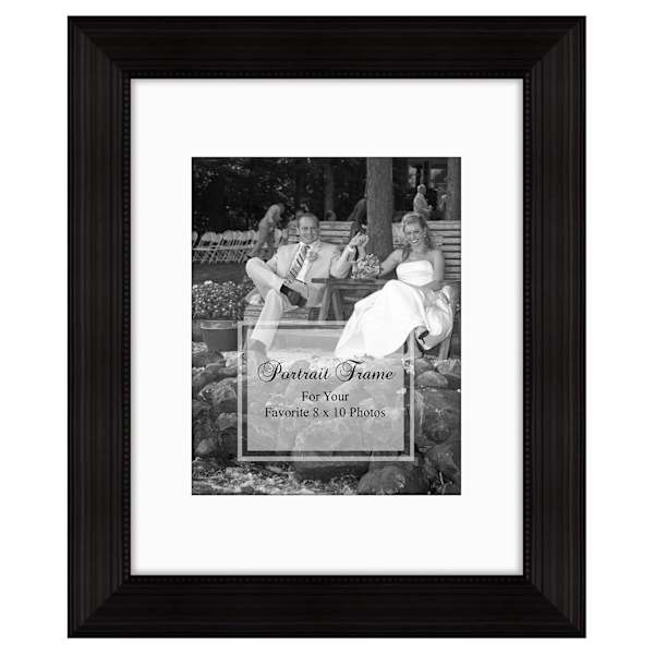 11x14 Matted to 8x10 Wide Linear Portrait Wall Frame, Black