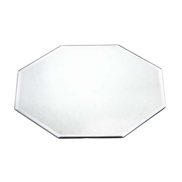 Glass Octagon Beveled Edge Mirror Candle Plate, 14"