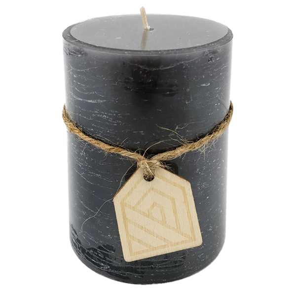 Dark Grey Unscented Pillar Candle, 3x4