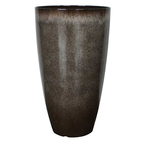 Tall Mottled Brown Egg-Shaped Outdoor Planter, Medium
