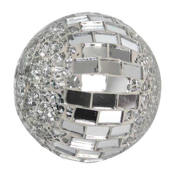Tile & Crackled Mosaic Glass Sphere, 3"