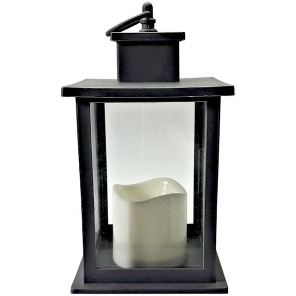 Black LED Lantern with 6 Hour Timer, 10"