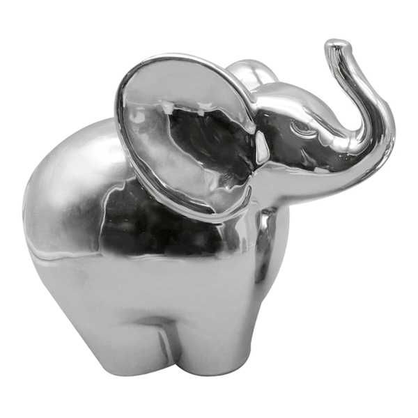 Silver Ceramic Elephant, 4"