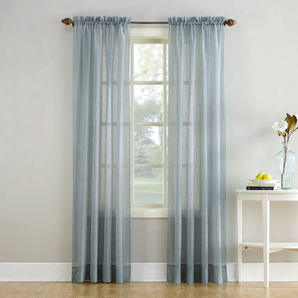 Charcoal Crushed Sheer Voile Rod Pocket Curtain Panel, 84"