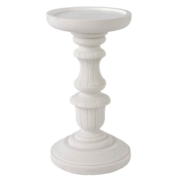 White Pillar Candle Holder, 9"