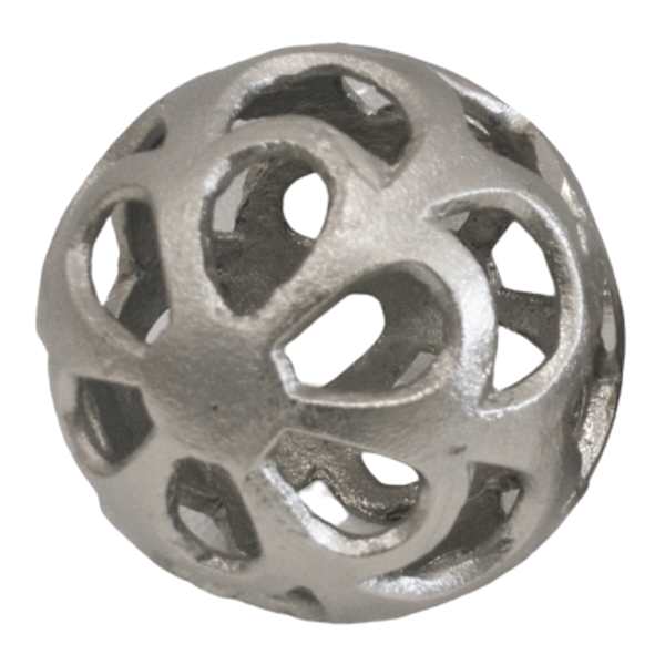 Silver Metal Cutout Decorative Ball, 5.5"